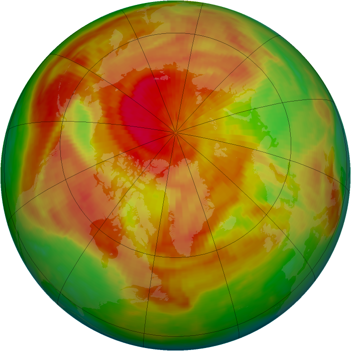 Arctic ozone map for 07 April 1991